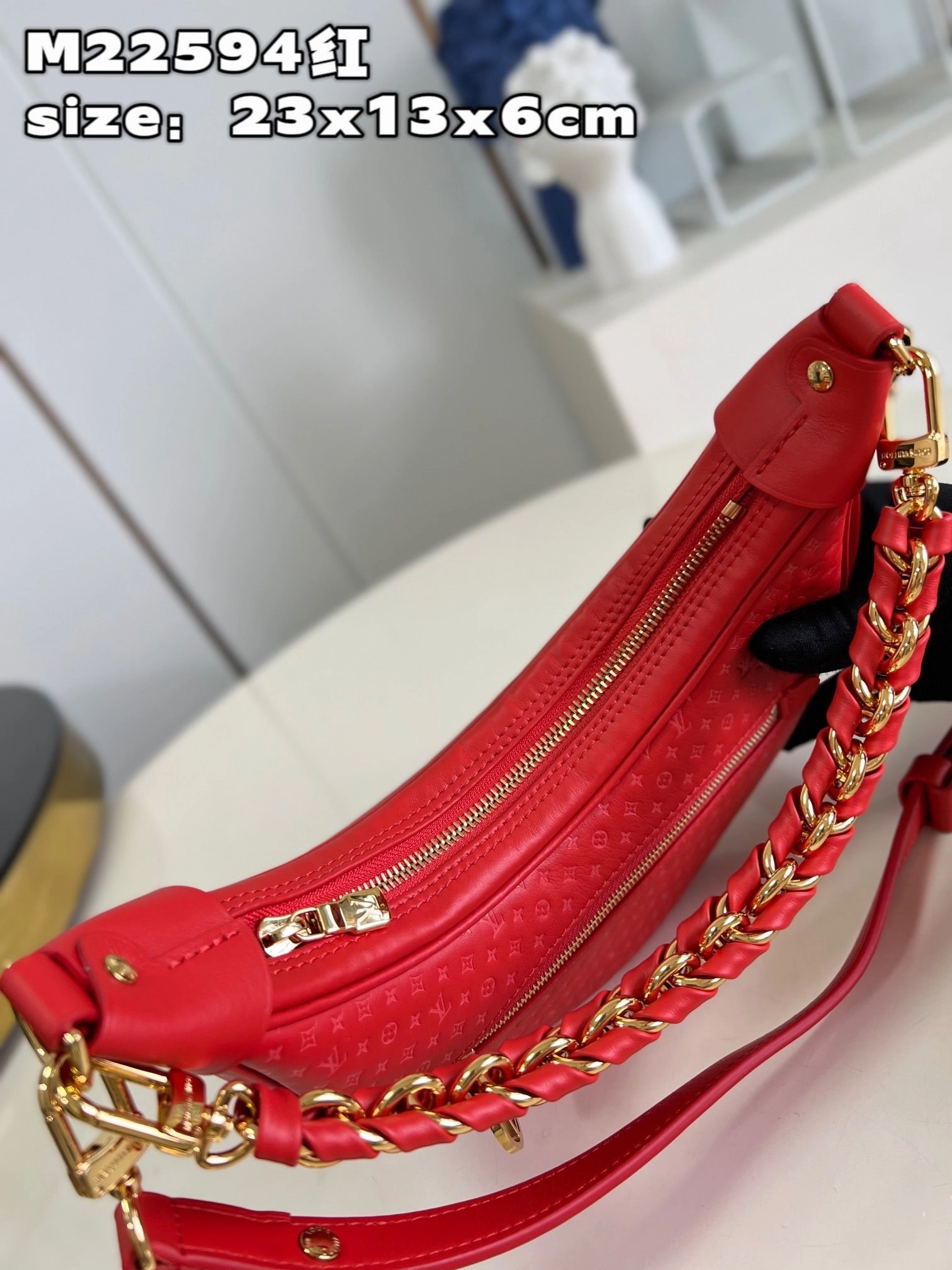 Red Loop Leather Crossbody Bag for Women