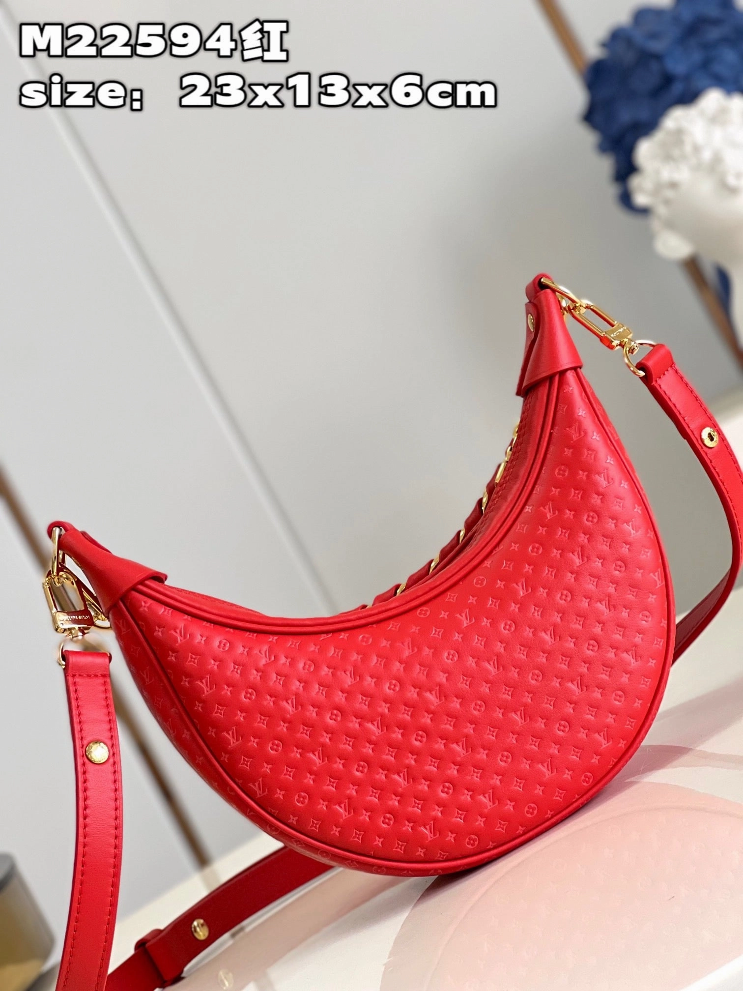 Red Loop Leather Crossbody Bag for Women