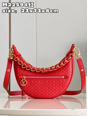 Red Loop Leather Crossbody Bag for Women