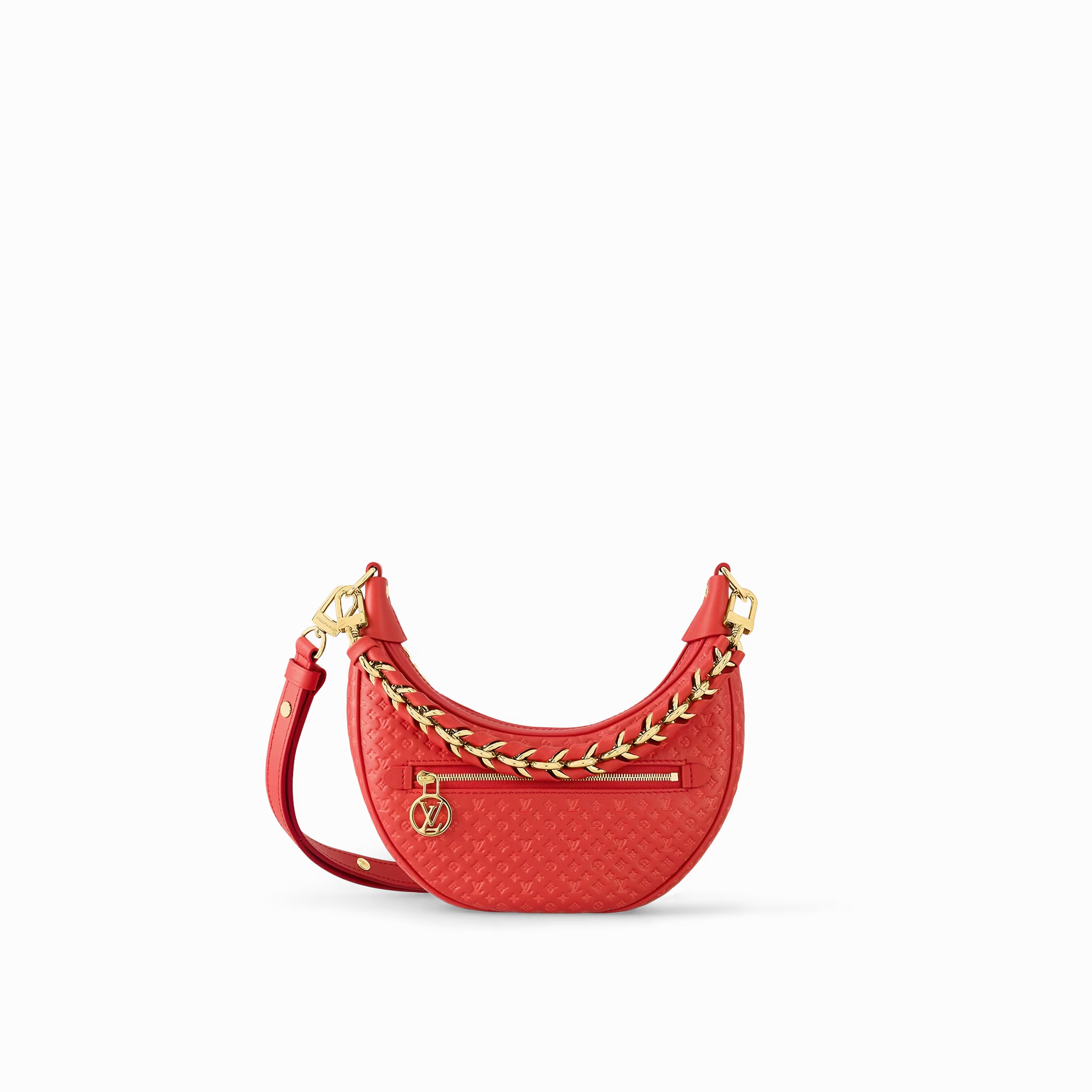 Red Loop Leather Crossbody Bag for Women