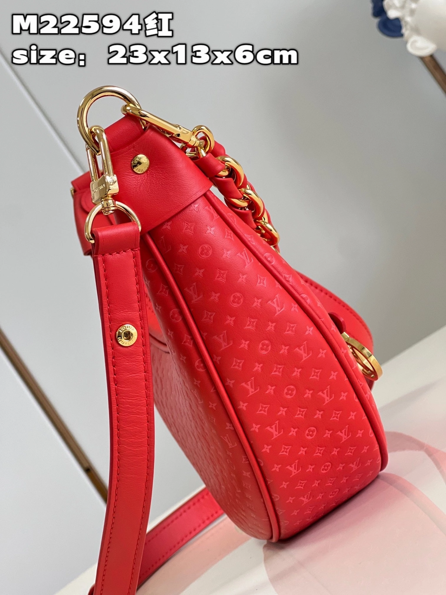 Red Loop Leather Crossbody Bag for Women