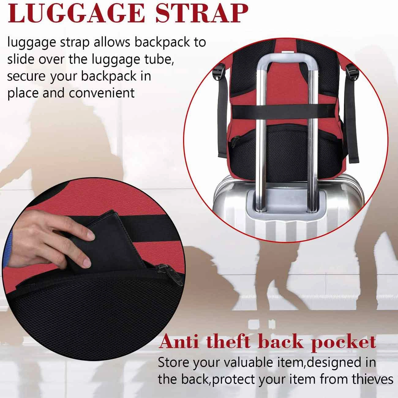 Red Mlassic Travel Laptop Backpack