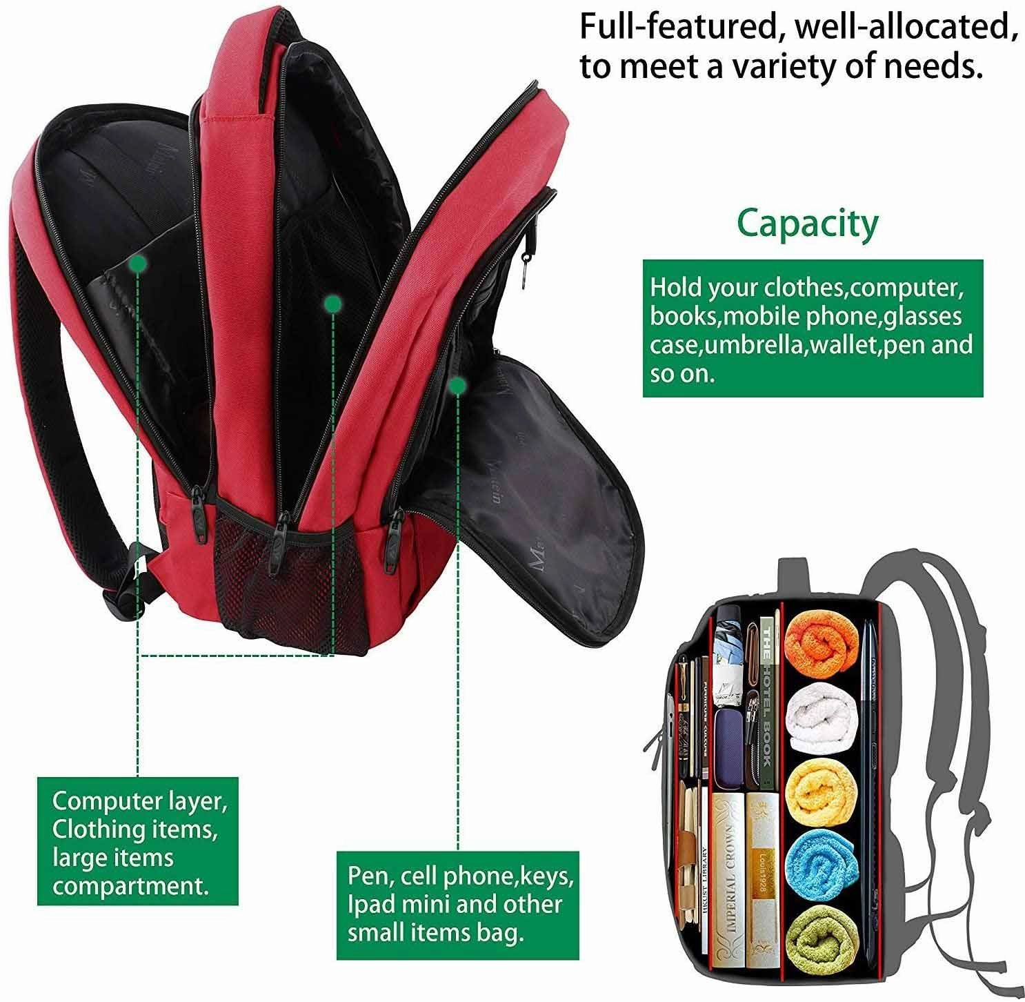 Red Mlassic Travel Laptop Backpack