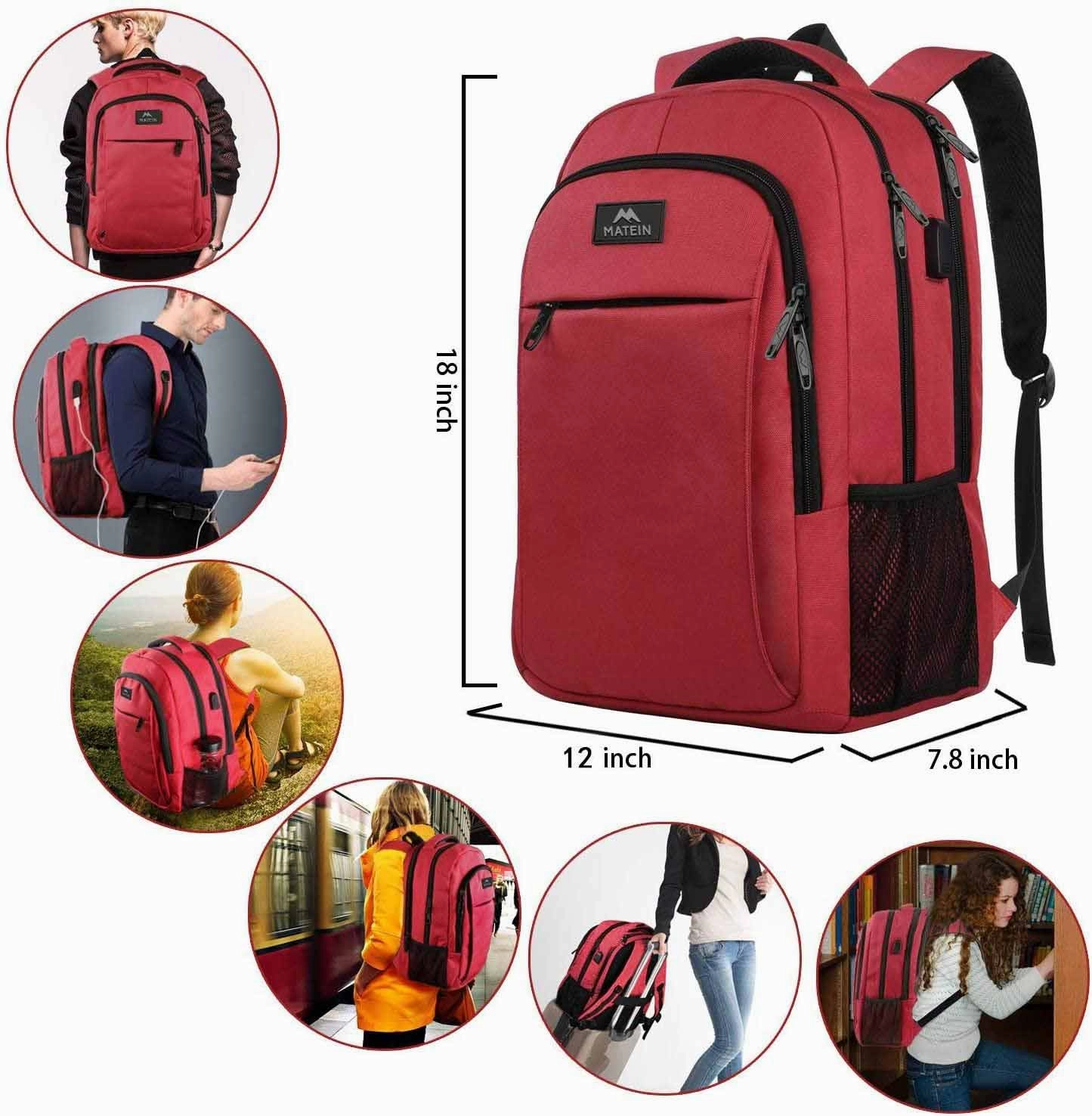 Red Mlassic Travel Laptop Backpack