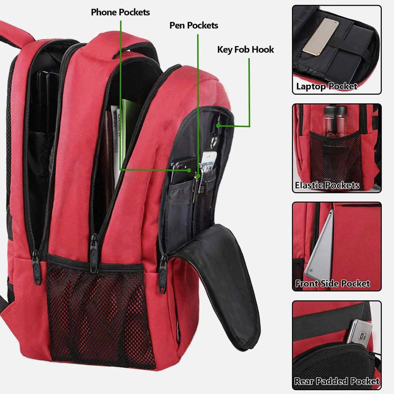 Red Mlassic Travel Laptop Backpack