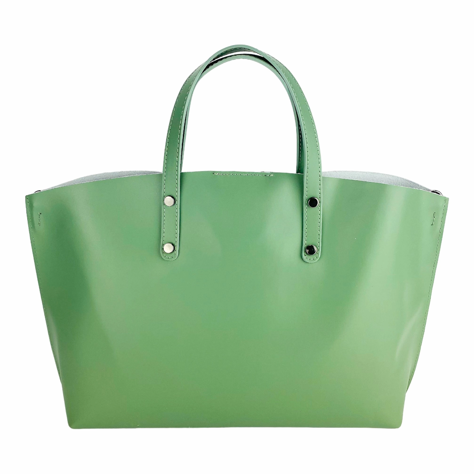 Renato Borzarra Large Leather Shoulder Tote Bag Mint Green