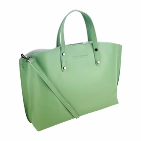 Renato Borzarra Large Leather Shoulder Tote Bag Mint Green