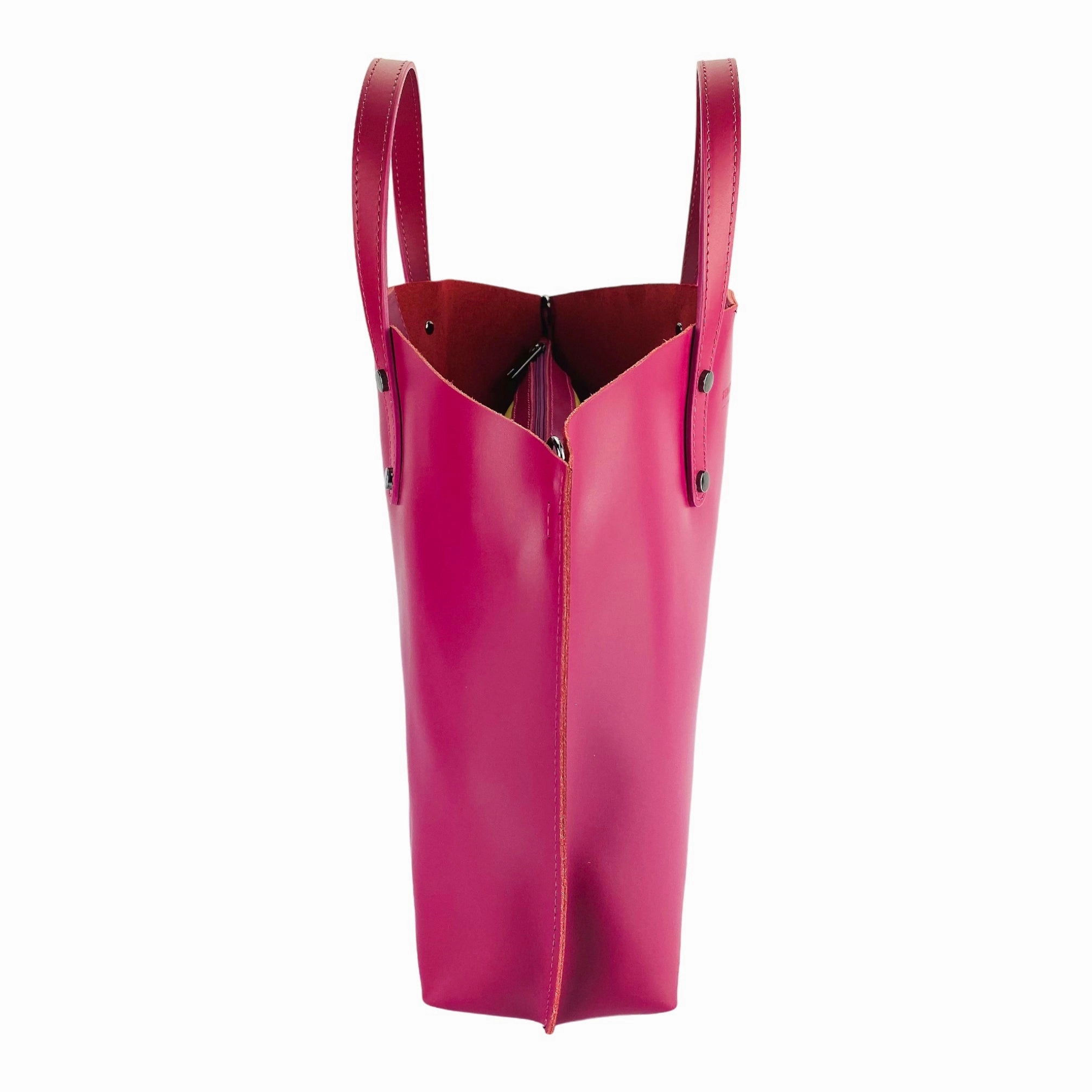Renato Borzatta Large Leather Shoulder Tote Bag Fuschia Pink
