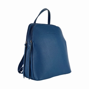 Renato Borzatta Leather Double Compartment Backpack Blue