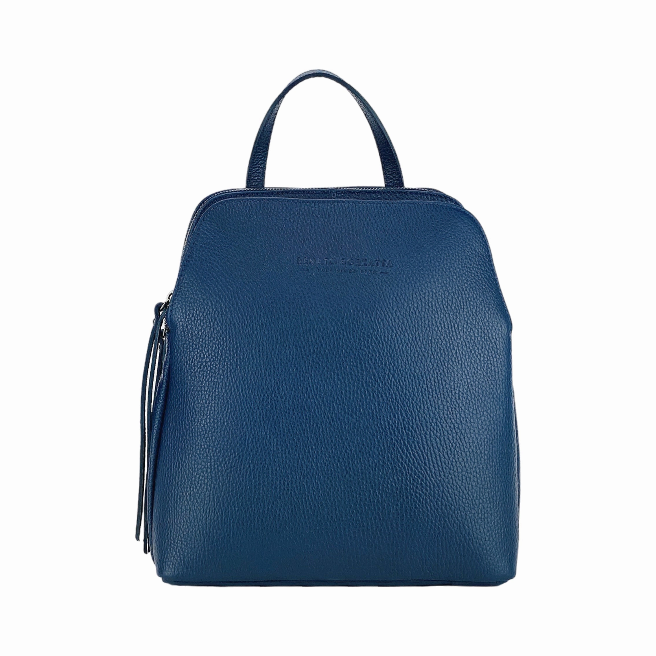 Renato Borzatta Leather Double Compartment Backpack Blue