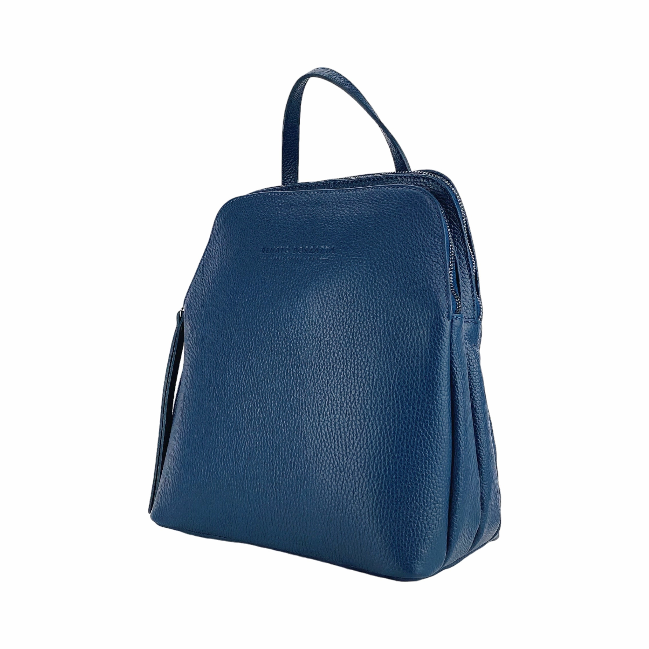 Renato Borzatta Leather Double Compartment Backpack Blue
