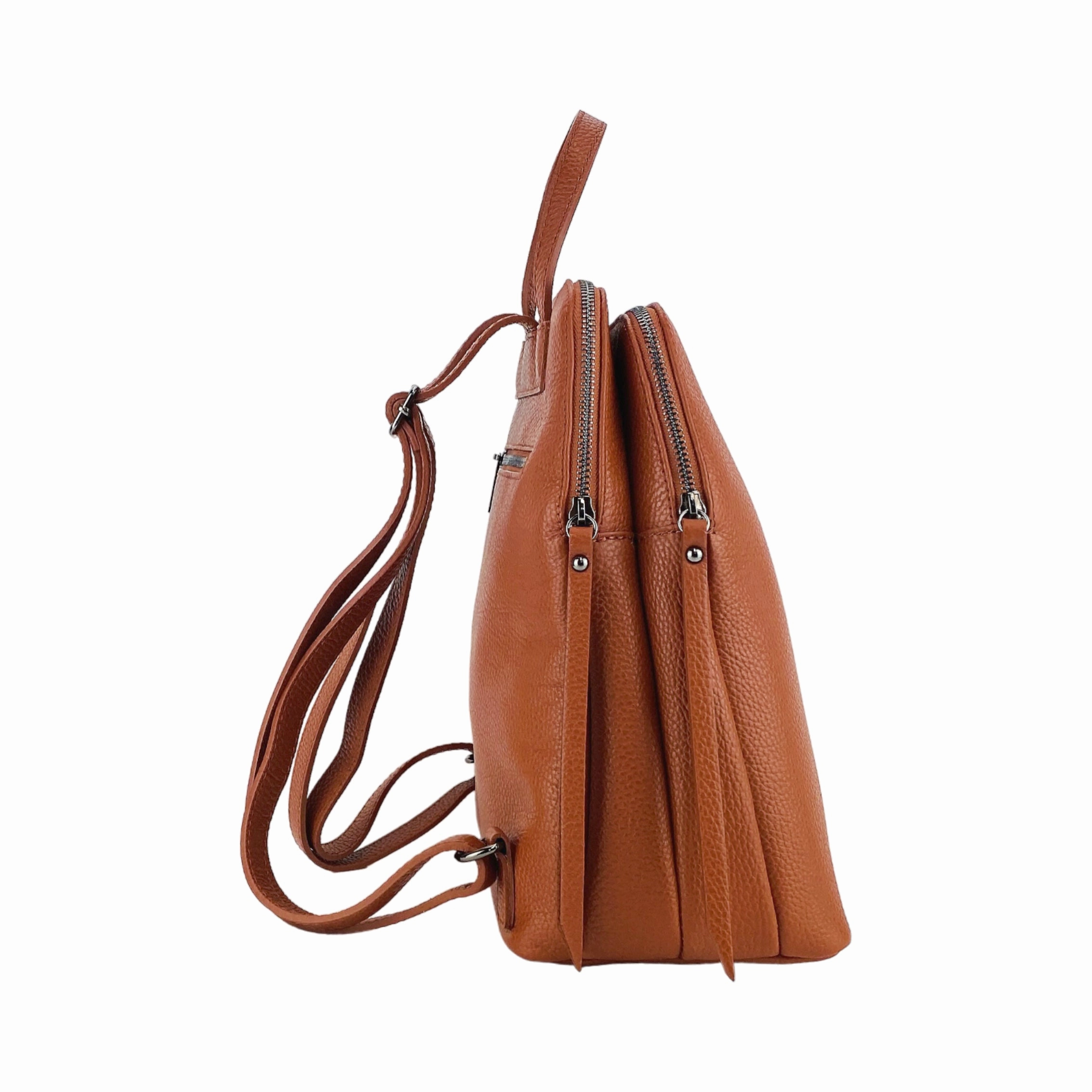 Renato Borzatta Leather Double Compartment Backpack Paprika Orange