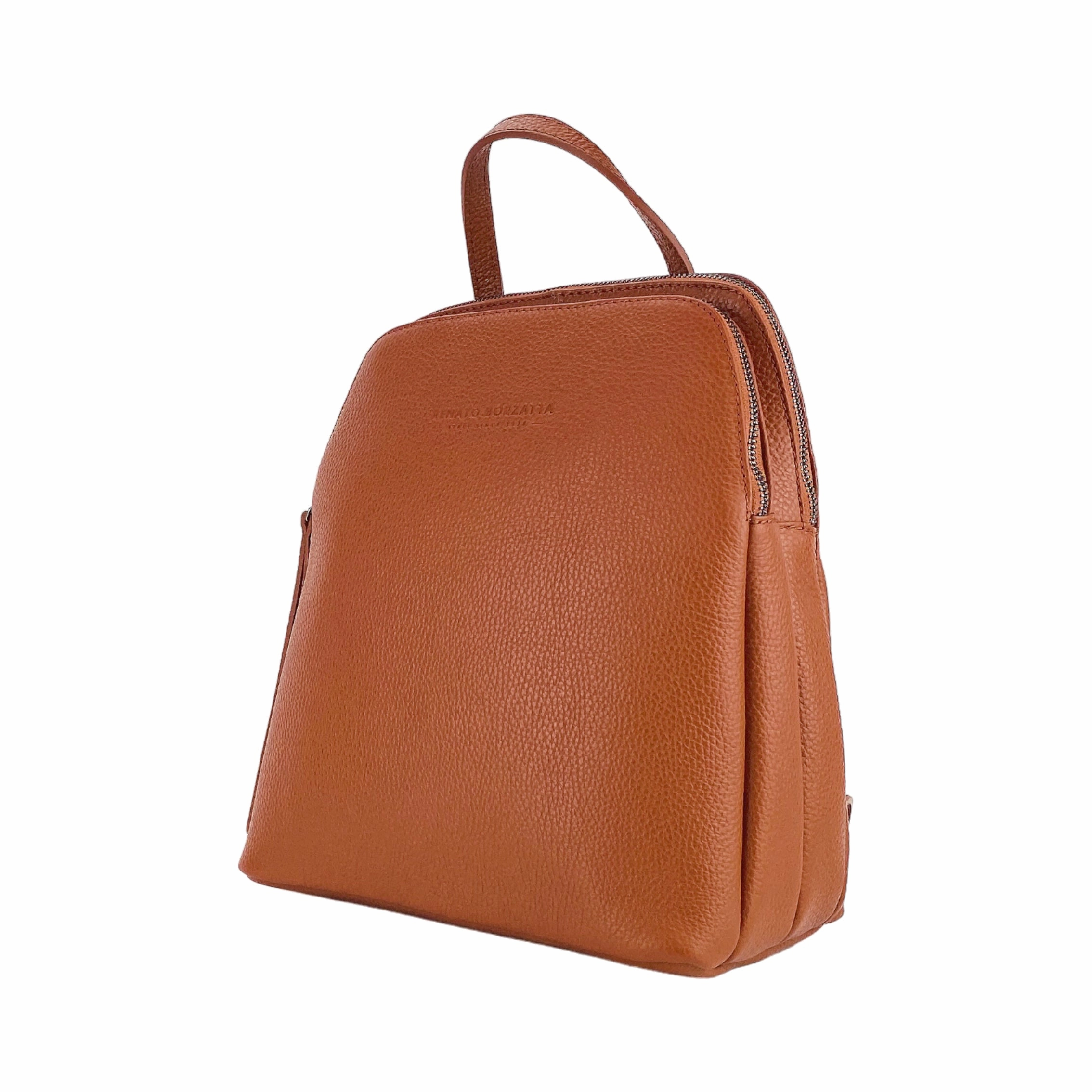 Renato Borzatta Leather Double Compartment Backpack Paprika Orange