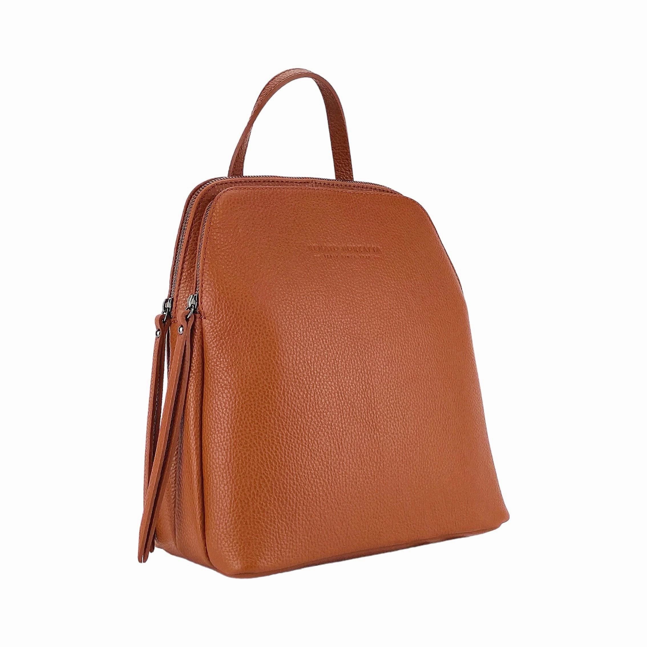 Renato Borzatta Leather Double Compartment Backpack Paprika Orange