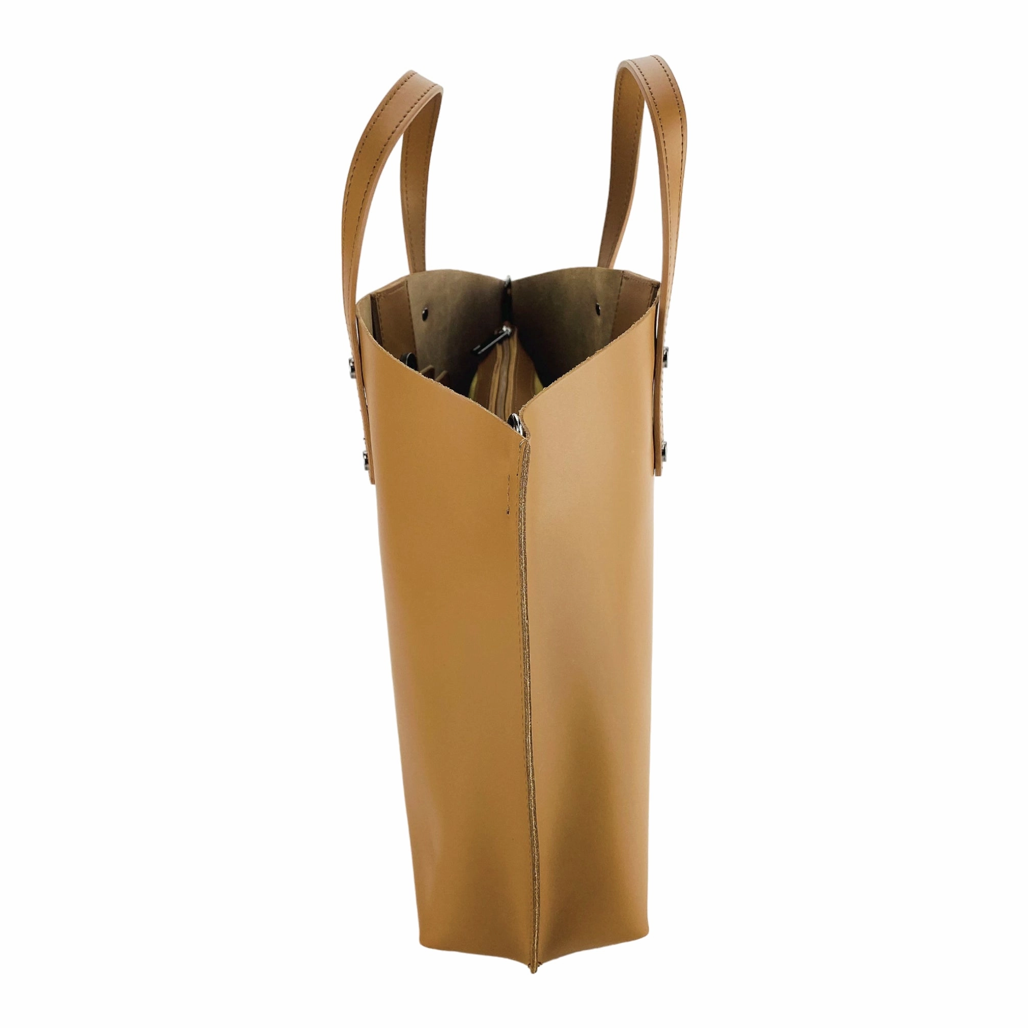 Renato Borzatta Leather Shoulder Tote Bag Cognac Brown