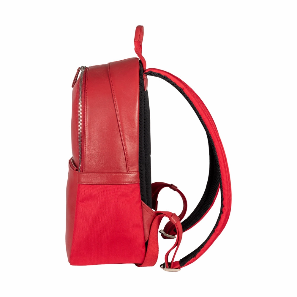 Renato Borzatta Nylon and Genuine Leather Laptop / Tablet Backpack Red