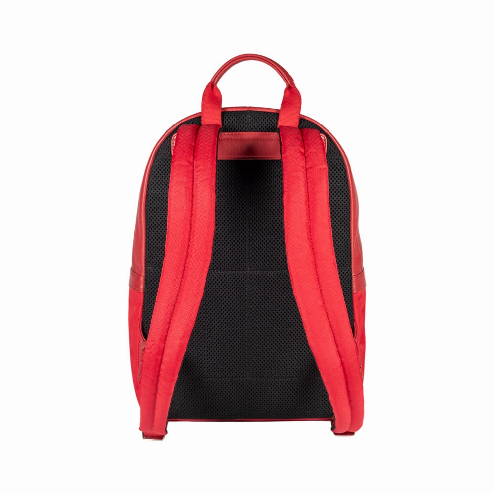 Renato Borzatta Nylon and Genuine Leather Laptop / Tablet Backpack Red