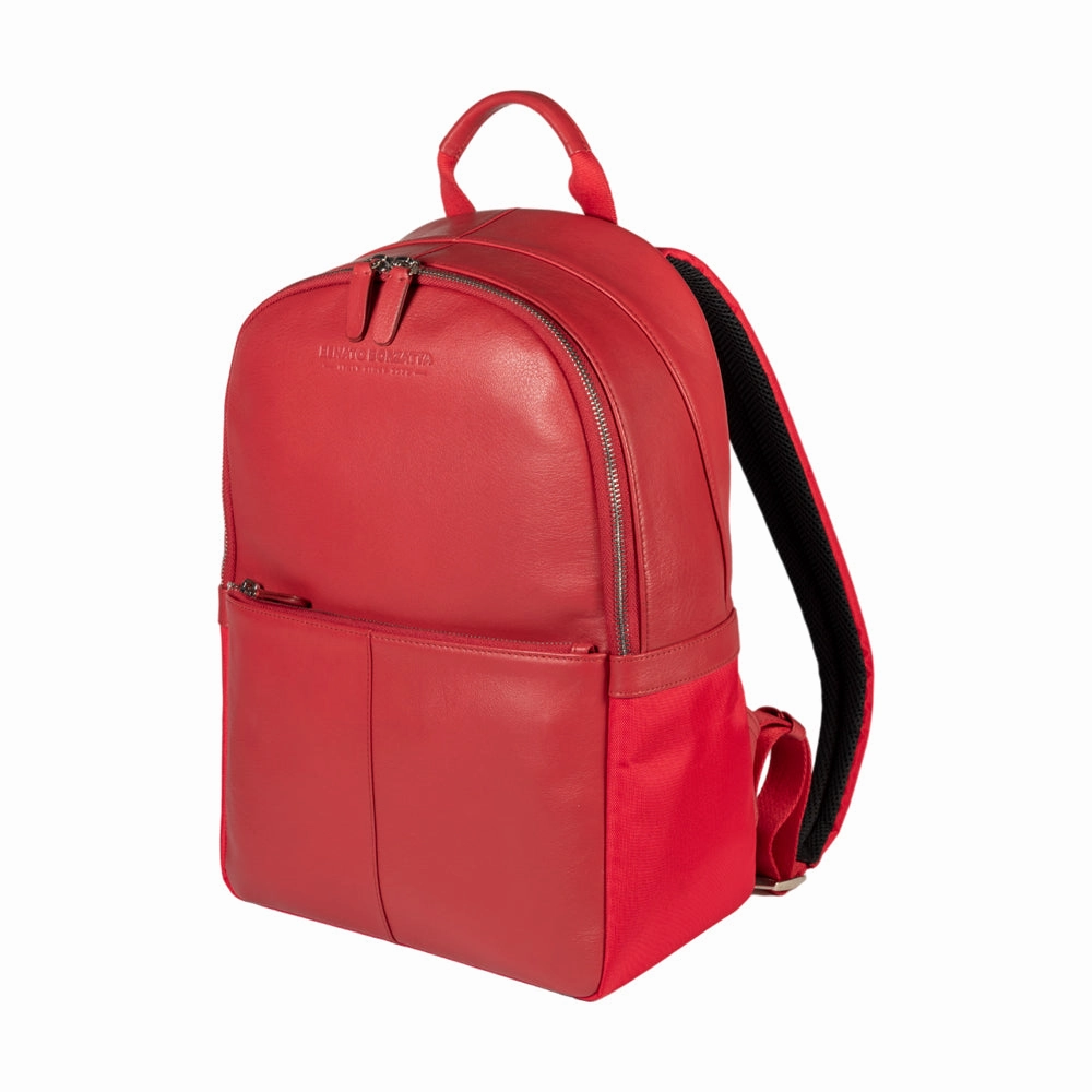Renato Borzatta Nylon and Genuine Leather Laptop / Tablet Backpack Red