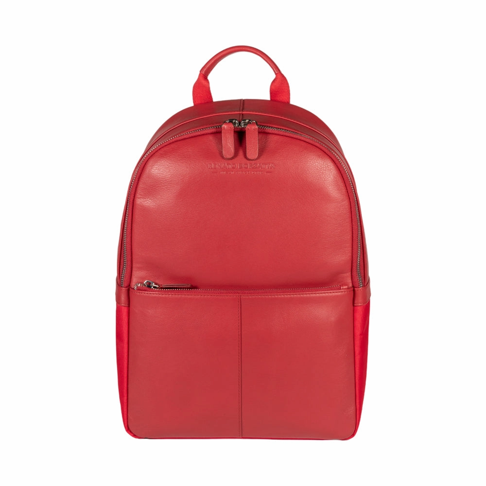 Renato Borzatta Nylon and Genuine Leather Laptop / Tablet Backpack Red