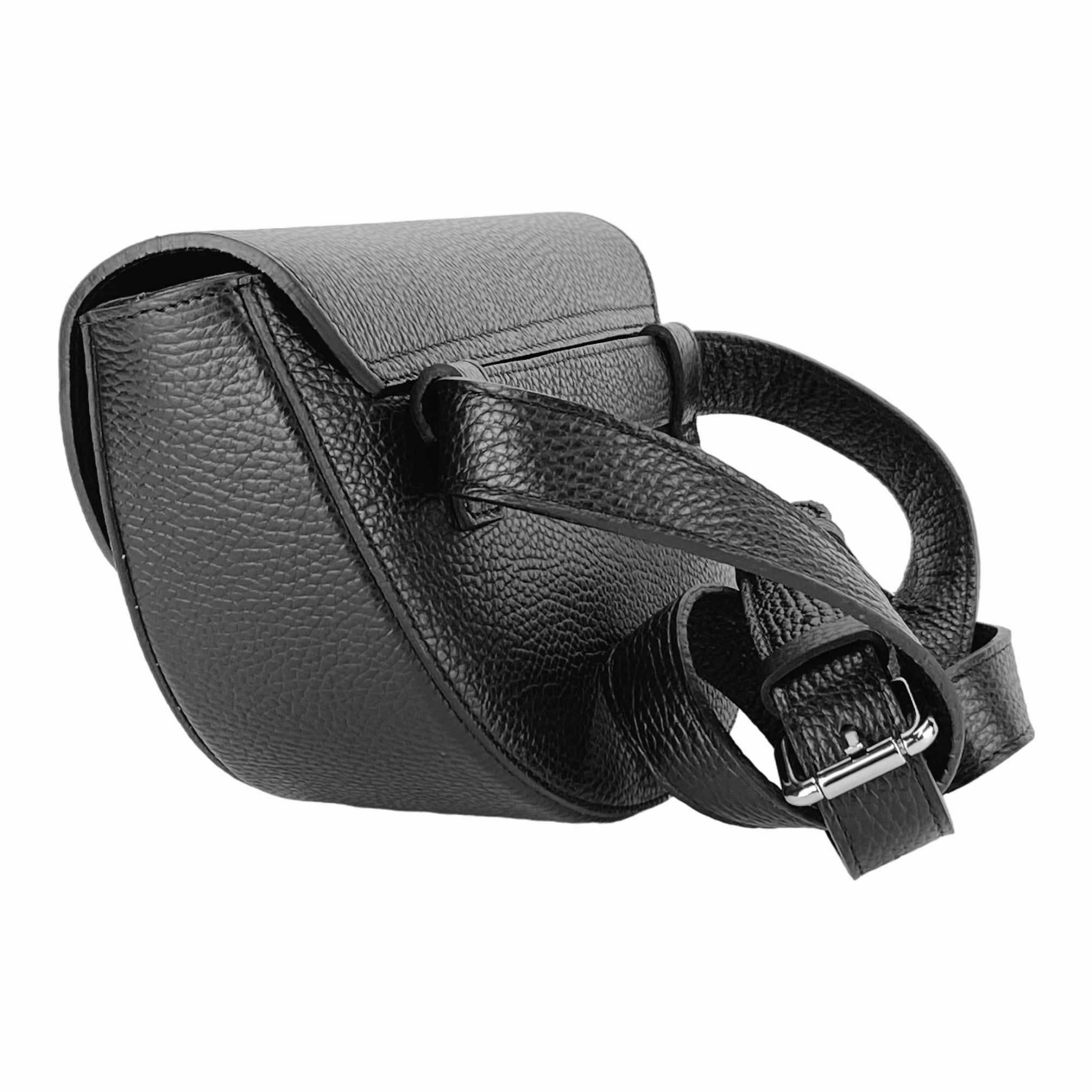 Renato Borzatta Saddle Bandolier Crossbody Leather Bag Black