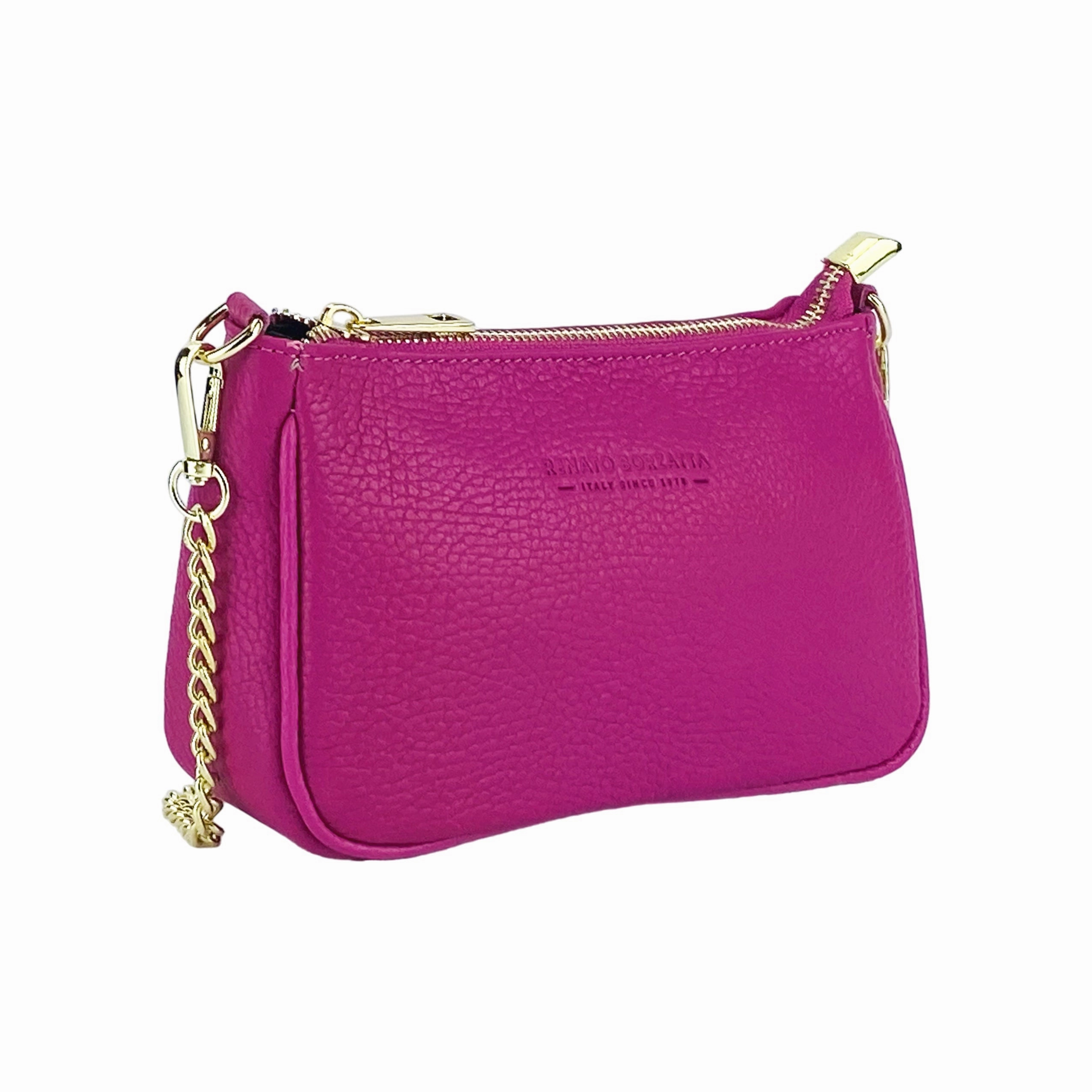 Renato Borzatta Small leather chain shoulder bag Fuchsia Pink
