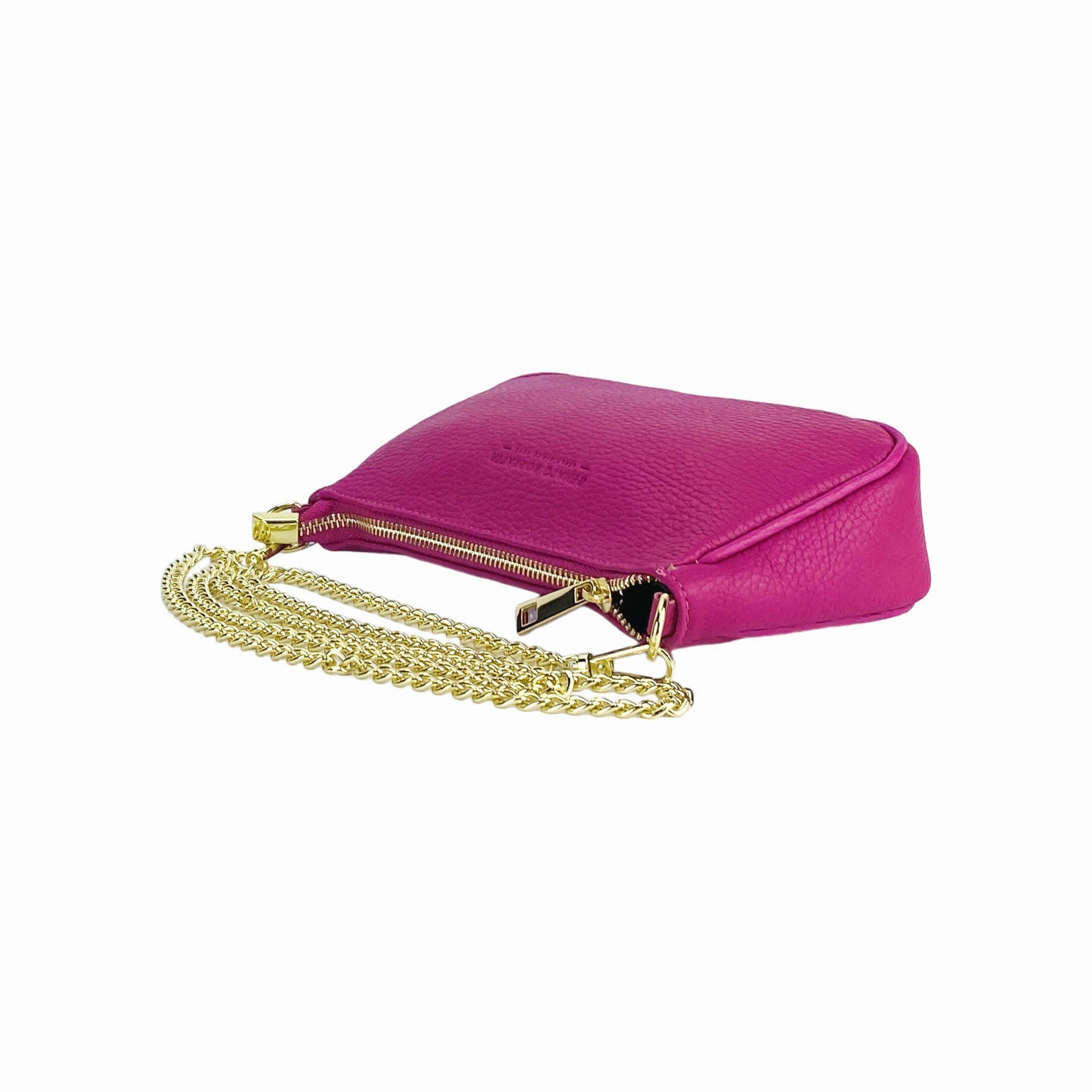 Renato Borzatta Small leather chain shoulder bag Fuchsia Pink