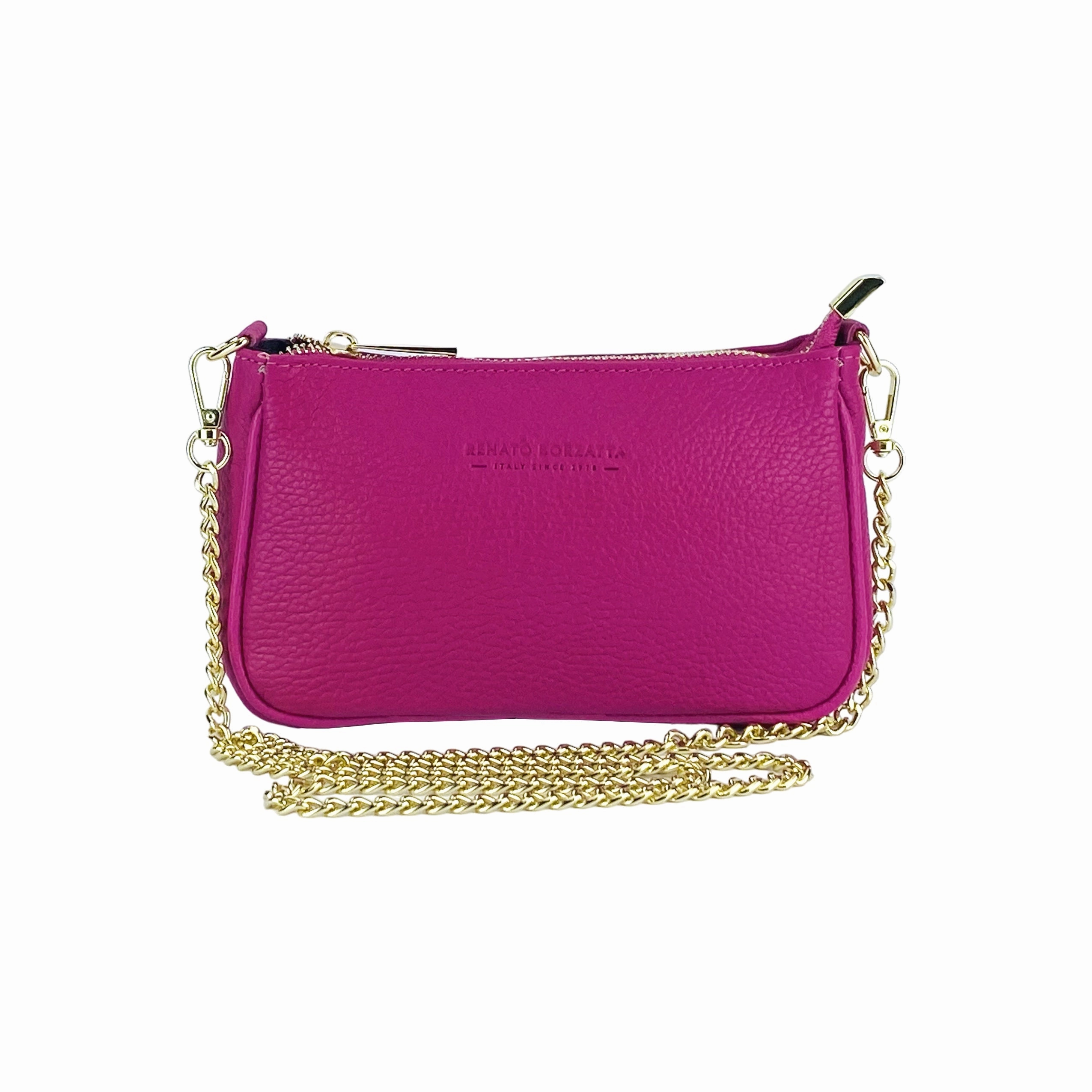 Renato Borzatta Small leather chain shoulder bag Fuchsia Pink