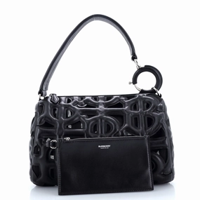 Rhombi Shoulder Bag Laser Cut Leather and Mesh Small