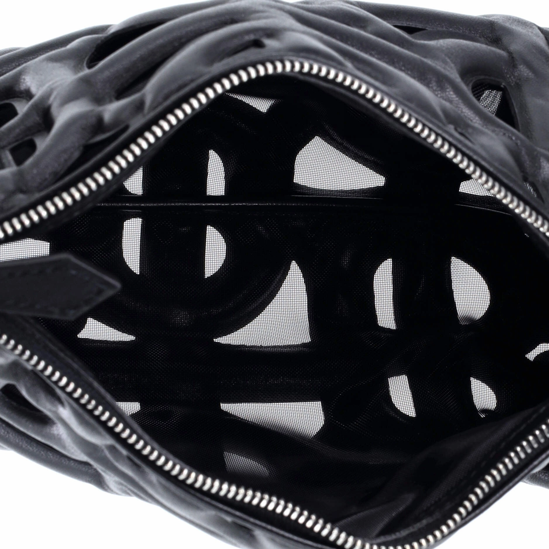 Rhombi Shoulder Bag Laser Cut Leather and Mesh Small