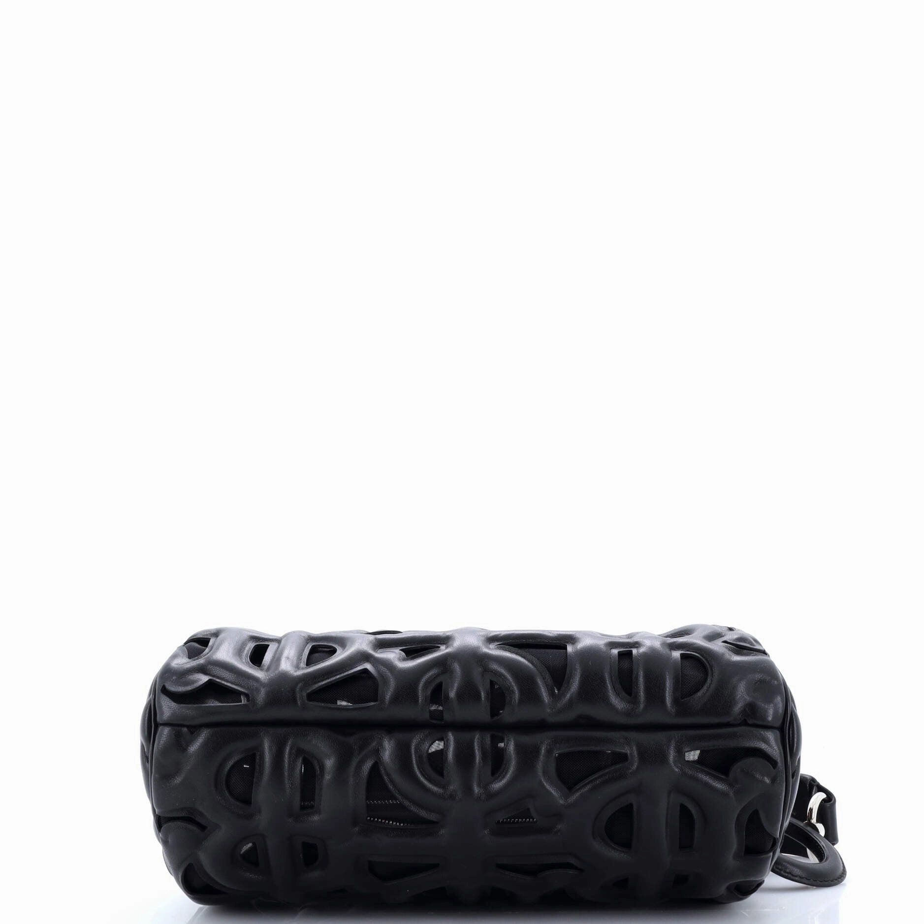 Rhombi Shoulder Bag Laser Cut Leather and Mesh Small