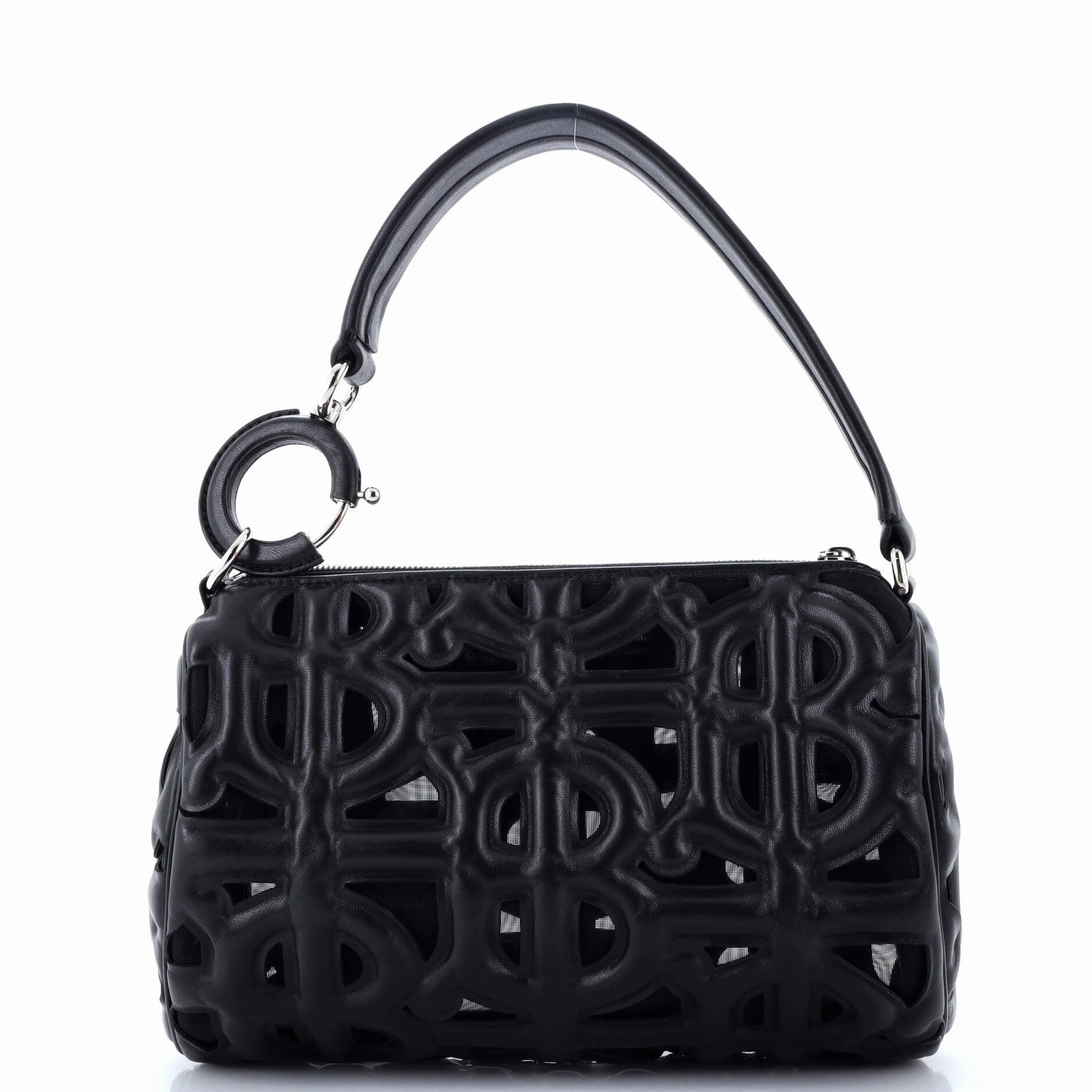 Rhombi Shoulder Bag Laser Cut Leather and Mesh Small