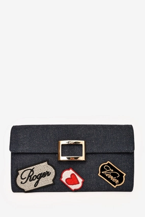 Roger Vivier Denim 'Viv' Envelope Crossbody