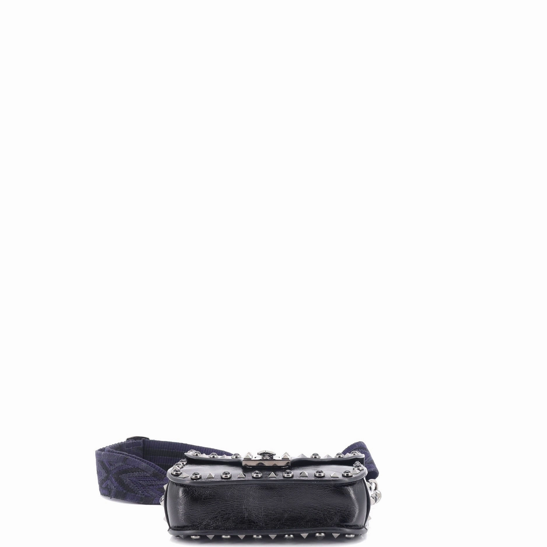 Rolling Rockstud Crossbody Bag Leather with Cabochons Small