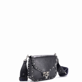 Rolling Rockstud Crossbody Bag Leather with Cabochons Small