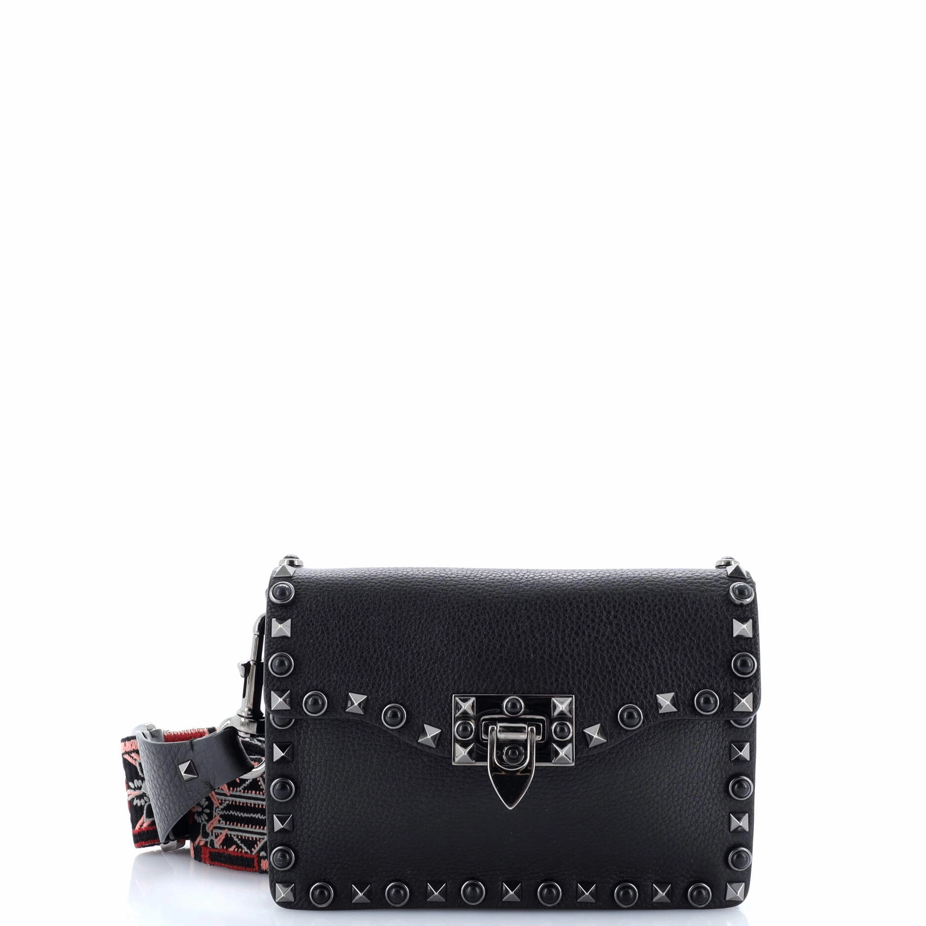 Rolling Rockstud Crossbody Bag Leather with Cabochons Small