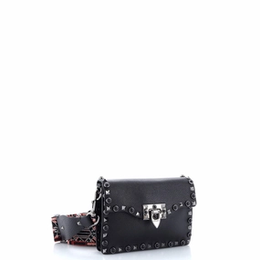 Rolling Rockstud Crossbody Bag Leather with Cabochons Small
