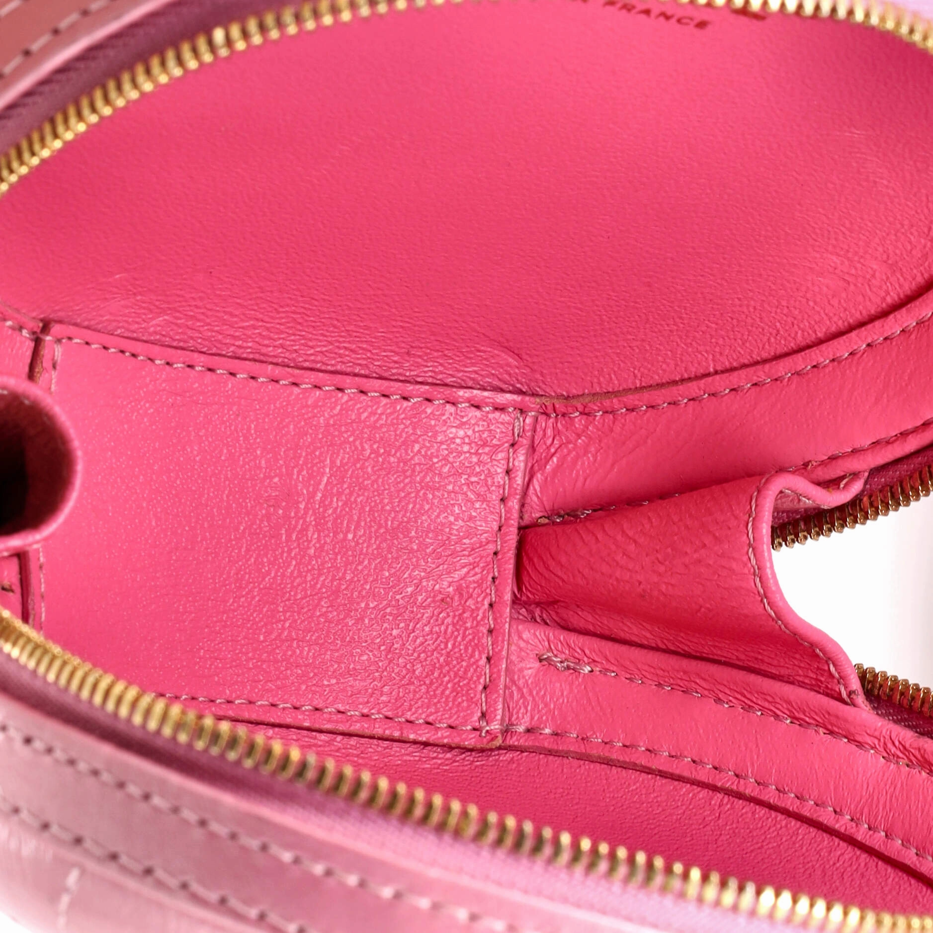 Round Chain Crossbody Bag Stitched Calfskin Small
