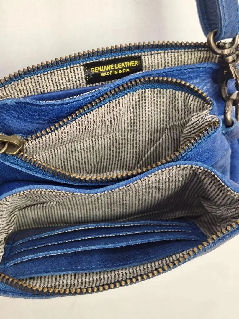 Rugged Hide Cobalt Convertible Multi Compartment Mini Crossbody Bag
