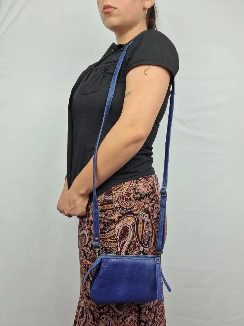 Rugged Hide Cobalt Convertible Multi Compartment Mini Crossbody Bag