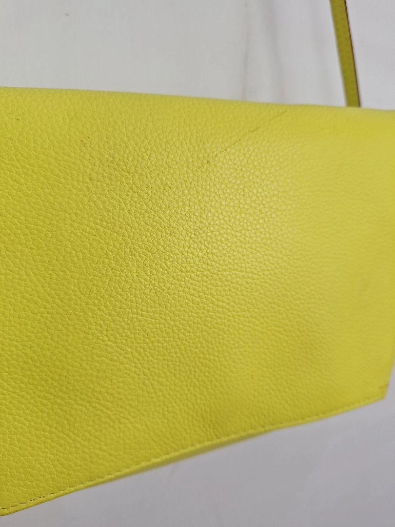 SABA Neon Yellow Leather Envelope Bag Size None