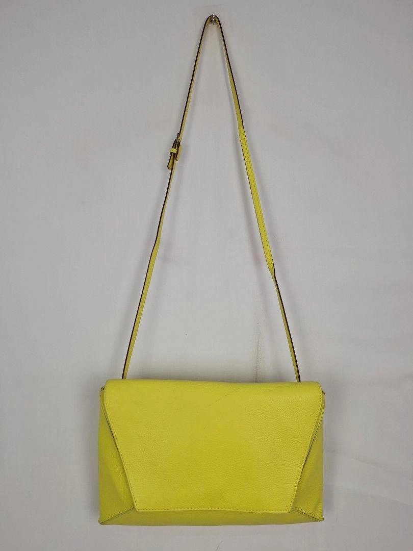SABA Neon Yellow Leather Envelope Bag Size None