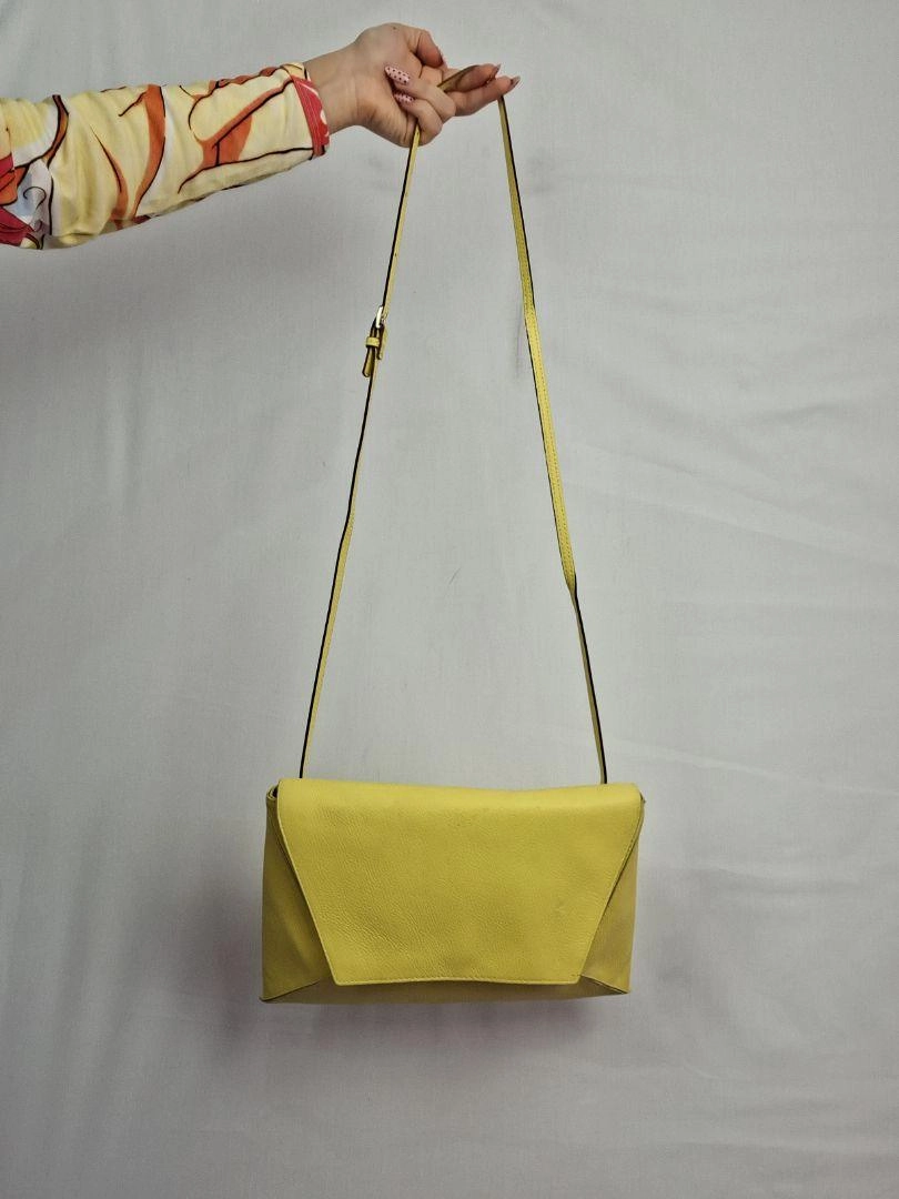 SABA Neon Yellow Leather Envelope Bag Size None