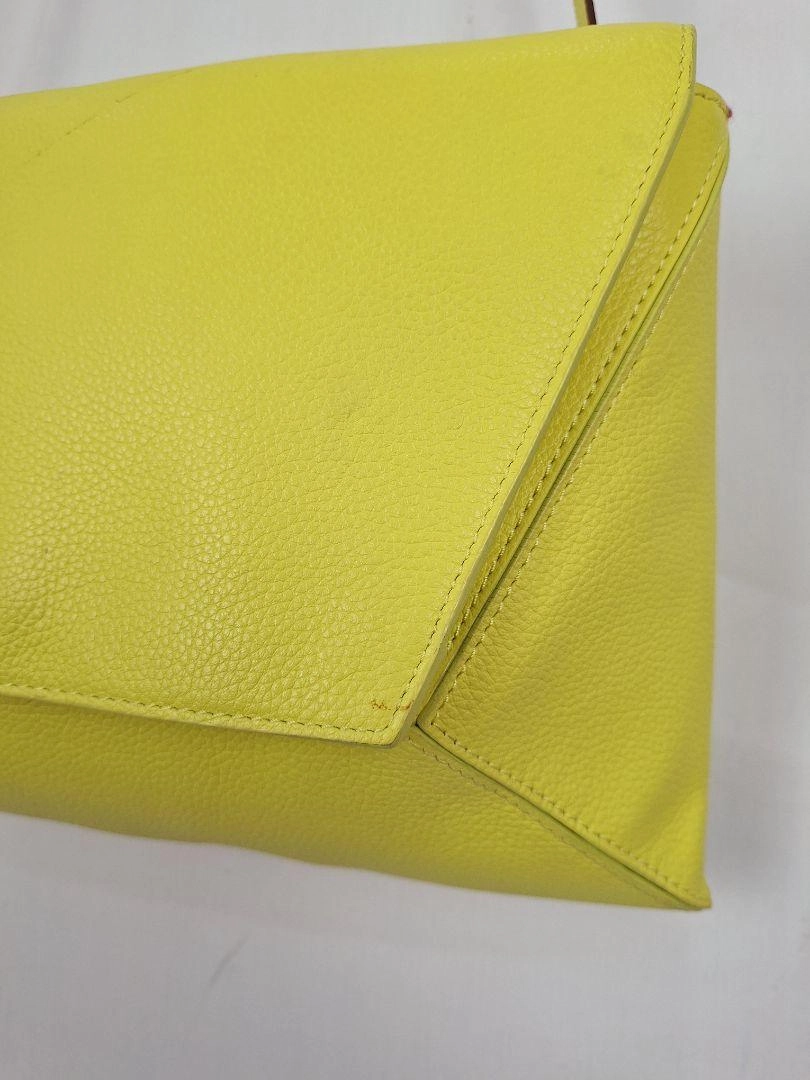 SABA Neon Yellow Leather Envelope Bag Size None