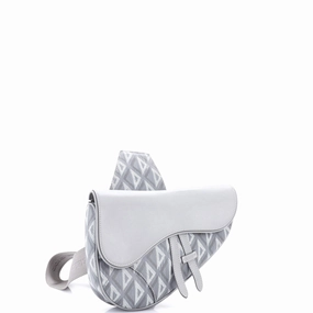 Saddle Crossbody Bag CD Diamond Coated Canvas and Leather