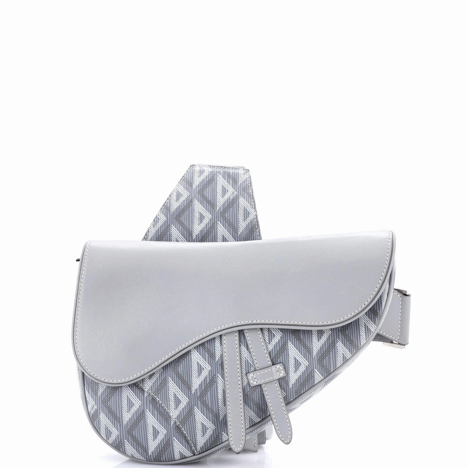 Saddle Crossbody Bag CD Diamond Coated Canvas and Leather