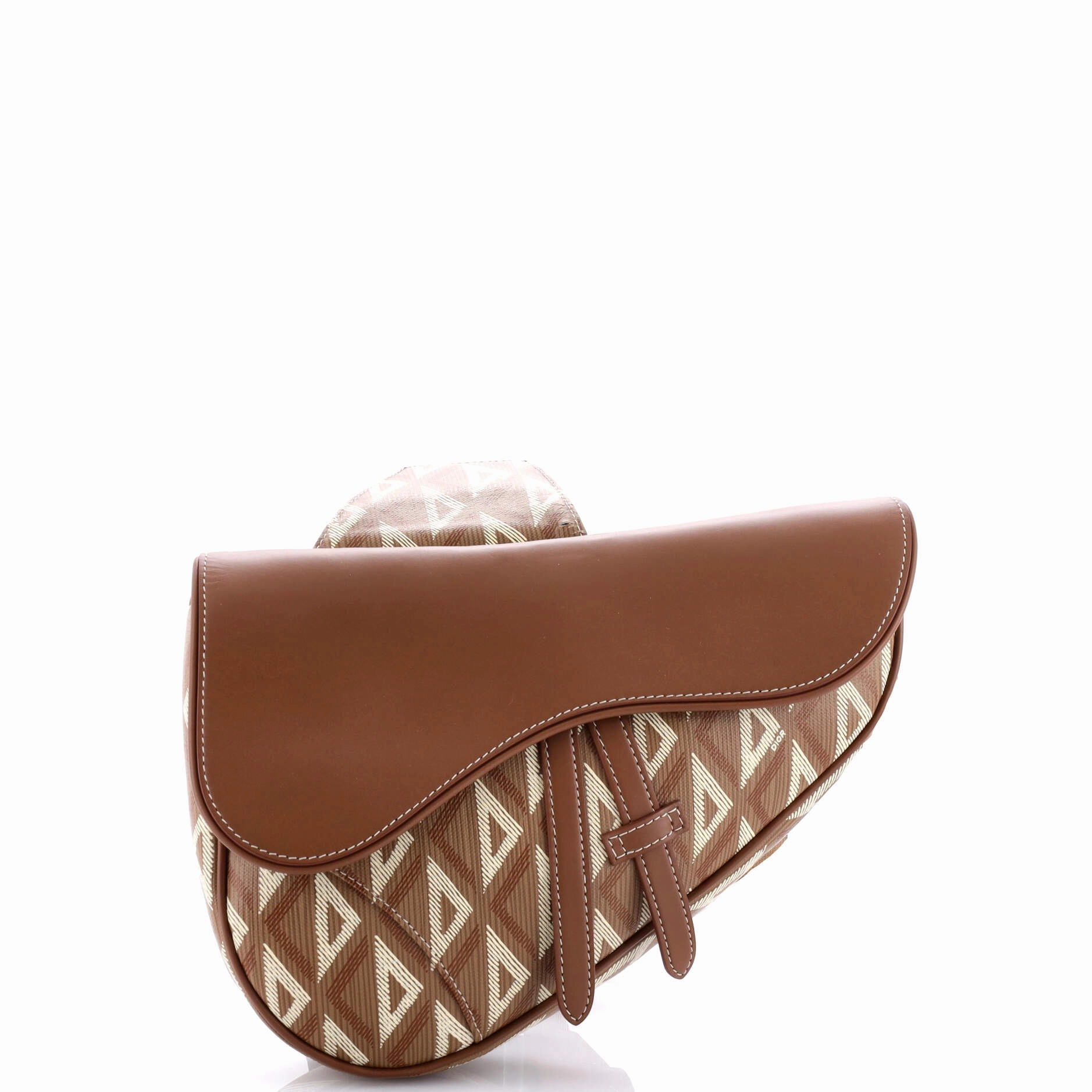 Saddle Crossbody Bag CD Diamond Coated Canvas and Leather