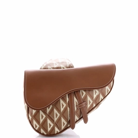 Saddle Crossbody Bag CD Diamond Coated Canvas and Leather