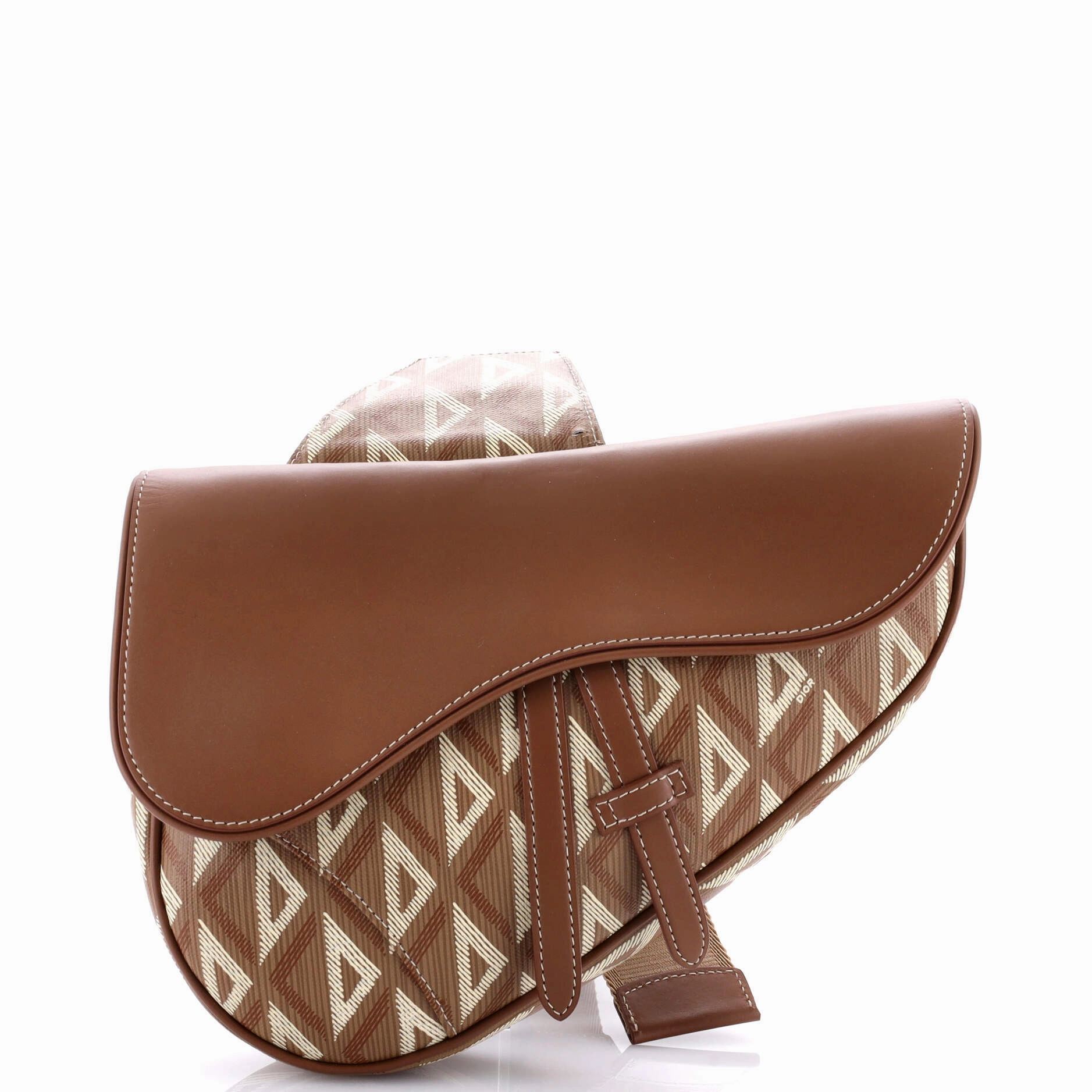 Saddle Crossbody Bag CD Diamond Coated Canvas and Leather