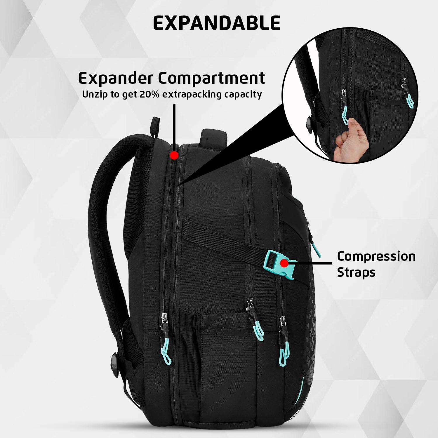 Safari 43L Expand 16 Expandable Laptop Bag with Armor Base, Raincover