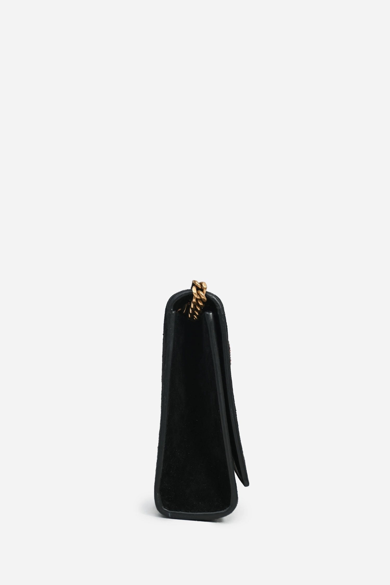 Saint Laurent 2018 Black Suede Glitter Heart Fireworks Print Kate Bag